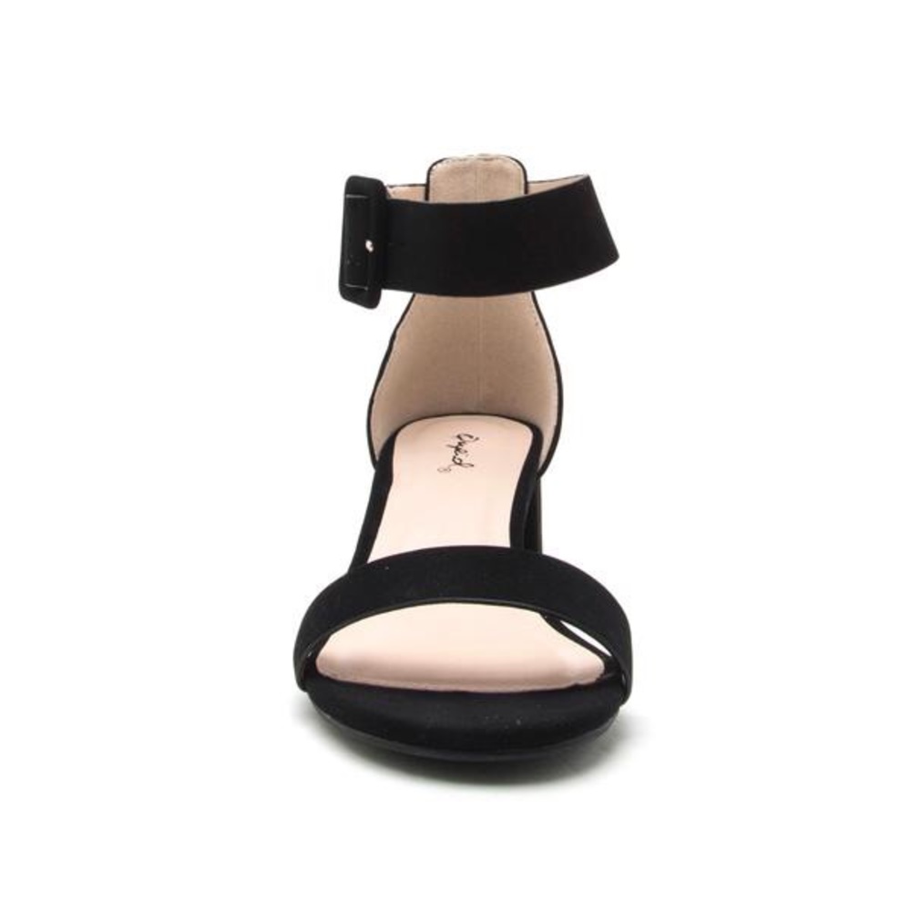 Black One Band Heeled Sandal - Picture 5 of 7
